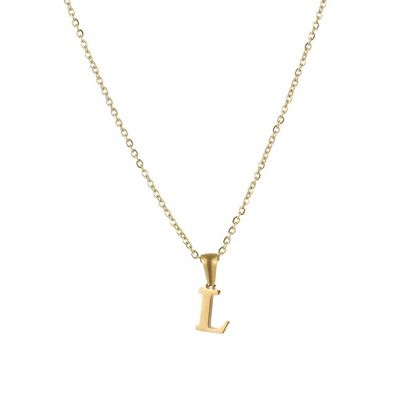 Gold color / 1 Piece Simple Series Simple Letter L Stainless Steel 18K Gold Plated Women's Pendant Necklaces Picture12